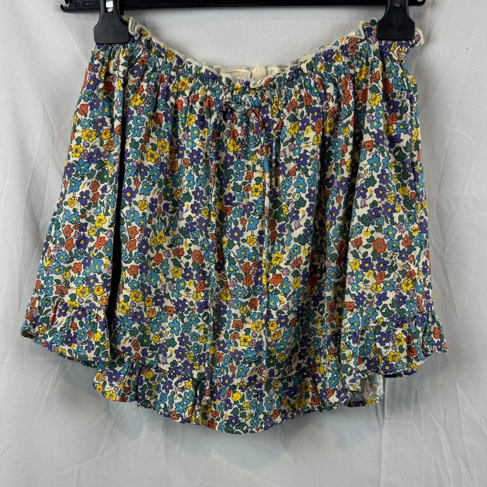 Free People Ellia Printed Floral Blue‎ Green Ruffle Skorts Shorts Size S - NEW
